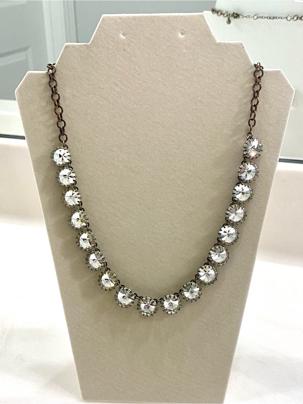 J. Crew Venus Fly Trap Silver-Tone Clear Crystal Station Necklace